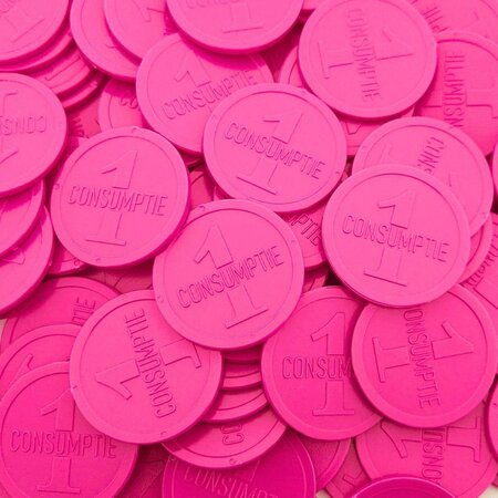 Plastic reliëfmunten met 1 consumptie Ø38mm - per 250 stuks