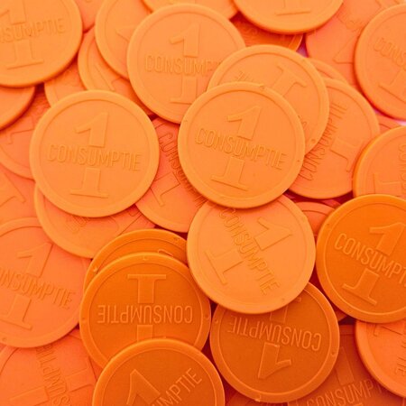 Plastic reliëfmunten met 1 consumptie Ø38mm - per 250 stuks