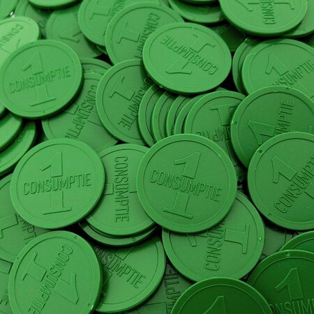 Plastic reliëfmunten met 1 consumptie Ø38mm - per 250 stuks