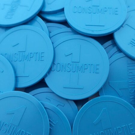 Plastic reliëfmunten met 1 consumptie Ø38mm - per 250 stuks