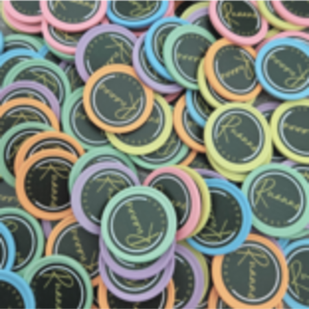 CombiCraft Kleurenmix bedrukte munten gerecycled plastic 29mm - 108 stuks