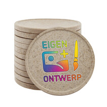 Bedrukte munten houtvezel Ø35mm - 100 stuks
