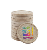 CombiCraft Houtvezel munten Ø23mm met jouw eigen ontwerp - per 100 stuks