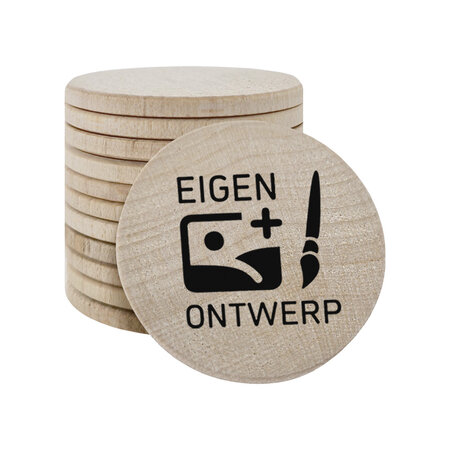 CombiCraft Houten munten Ø37mm met jouw eigen ontwerp - per 100 stuks