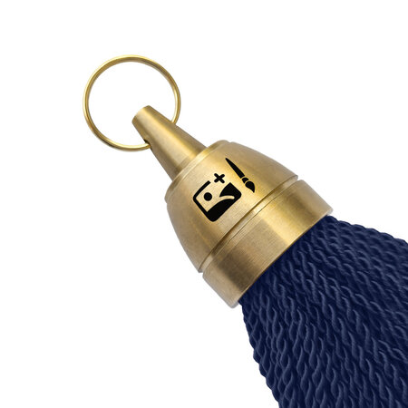 CombiCraft Philadelphia messing hotel sleutelhanger donkerblauw met gravering - per stuk