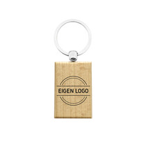Bedrukte houten sleutelhanger middelgroot rechthoek met logo