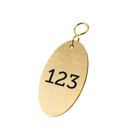 CombiCraft Messing sleutellabel 37x67mm met nummer - per stuk