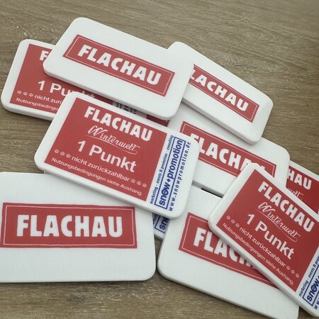 CombiCraft Plastic bedrukte rechthoek munten met jouw eigen ontwerp 65x43mm