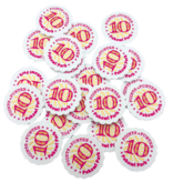 CombiCraft Witte golvende plastic munten Ø38mm met jouw eigen ontwerp - per 100 stuks