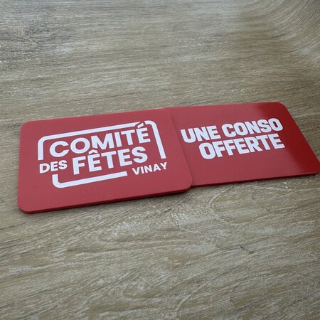 CombiCraft Plastic bedrukte rechthoek munten met jouw eigen ontwerp 85x55mm - per 100 stuks