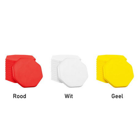 CombiCraft Plastic bedrukte achthoek munten met jouw eigen ontwerp 38x38mm - per 100 stuks