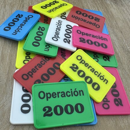 CombiCraft Plastic rechthoek munten 50x35mm met jouw eigen ontwerp - per 100 stuks