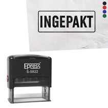 Stempel 58x22mm Ingepakt