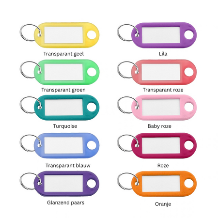 CombiCraft Kunststof sleutellabels 55x22mm met inschuifpapier kleurenmix - per 100 stuks