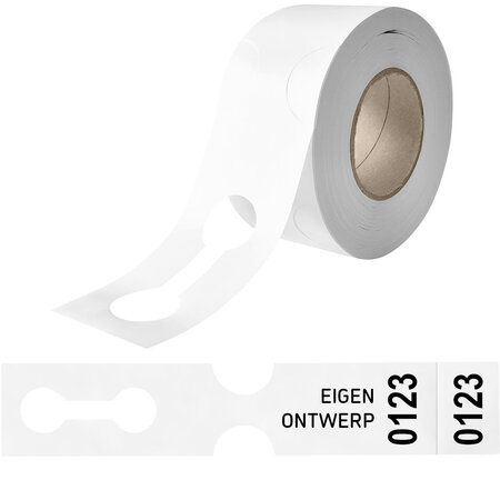 CombiCraft HDPE sleufetiketten 400x75mm met eigen ontwerp, nummer en afscheurstrook - per 100 etiketten