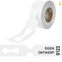 Sleufetiketten 400x75mm met ontwerp en nummer