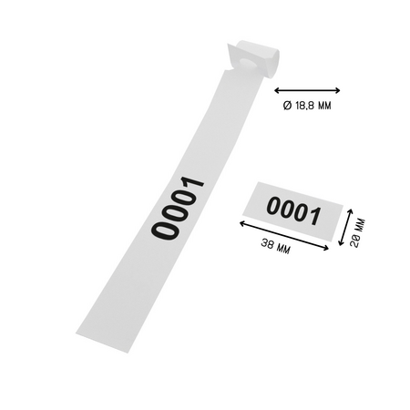 CombiCraft PET sleufetiketten 250x19,1mm met nummer en afscheurstrook - per 100 etiketten