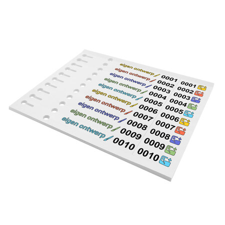 CombiCraft PET sleufetiketten 250x19,1mm met eigen ontwerp, nummer en afscheurstrook - per 100 etiketten