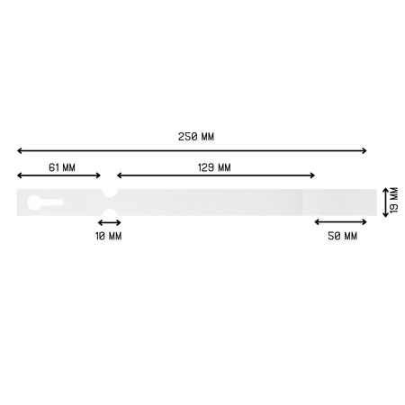 CombiCraft Blanco PET sleufetiketten 250x19,1mm met afscheurstrook wit - per 100 etiketten