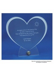  Transparant  plexiglas met RVS houder en groot hart, 20,0x18,5cm