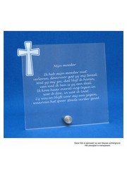  Transparant  plexiglas met RVS houder en kruis, 17,8x17,0cm