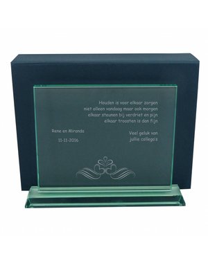  Zware rechthoekige glazen award, 290x225mm