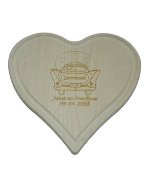  Houten hart met groef, 24x24cm