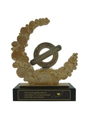  Trofee van metaal met gravure; feliciteren 235x80x280mm