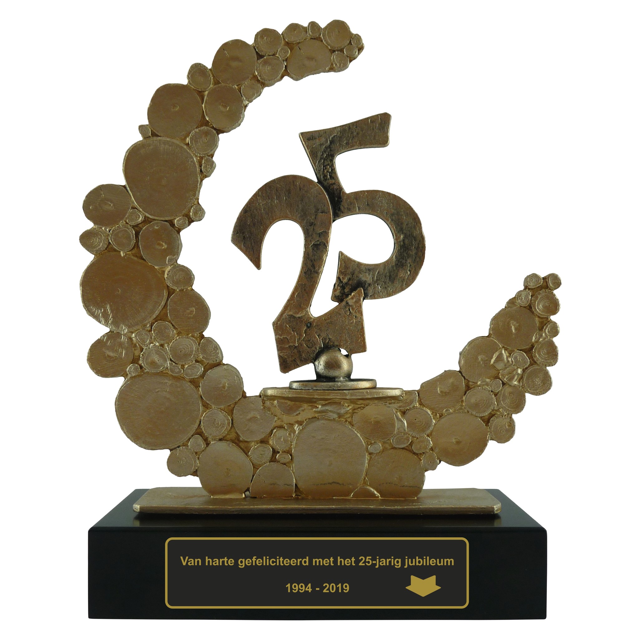 Welp Gegoten metalen trofee met gravering en 25 als geschenk TI-11