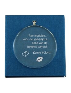 Glazen medaille/medaillon, 8cm rond