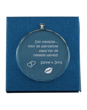 Glazen medaille/medaillon, 8cm rond