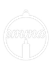  Kerstbal met naam en brandende  kaars