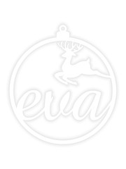  Kerstbal met naam en rennend rendier