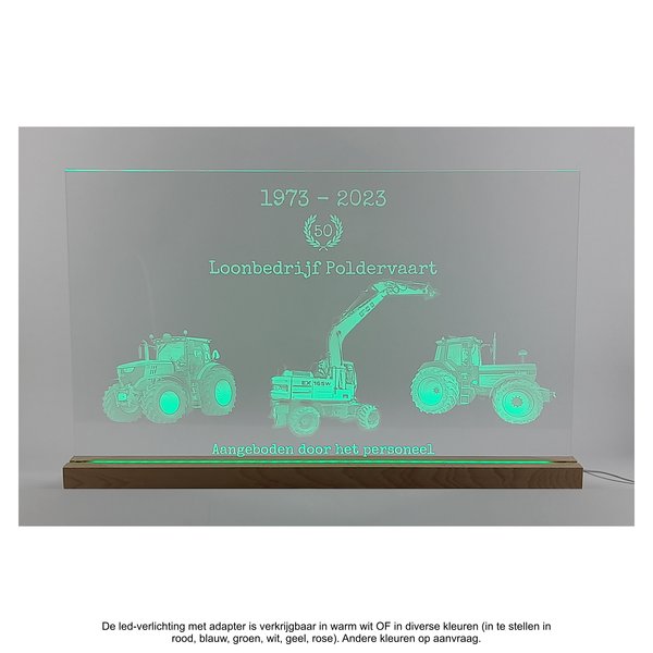 Transparant plexiglas met LED-verlichting, 72x43cm