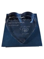  Glazen hart, liggend ca. 150x150mm