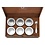 Luxe acacia theedoos met 6 ronde blikjes en theemaatlepel, 208x355x90mm