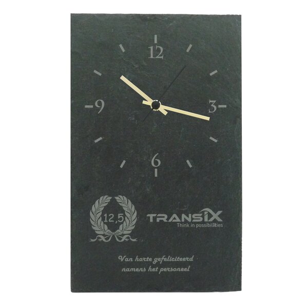 Leisteen met klok, 25x40x0,6cm