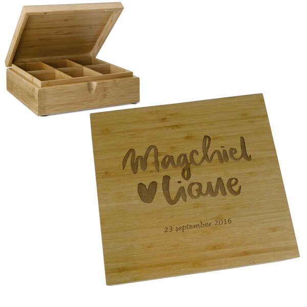 Luxe Bredemeijer Theedoos 6 vaks bamboe, 187x219x73mm