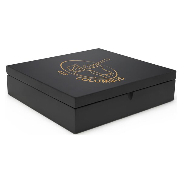 Zwarte luxe Bredemeijer Theedoos 12 vaks bamboe, 279x285x76mm