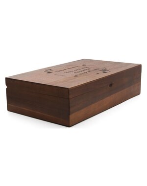  Luxe acacia theedoos met 6 ronde blikjes en theemaatlepel