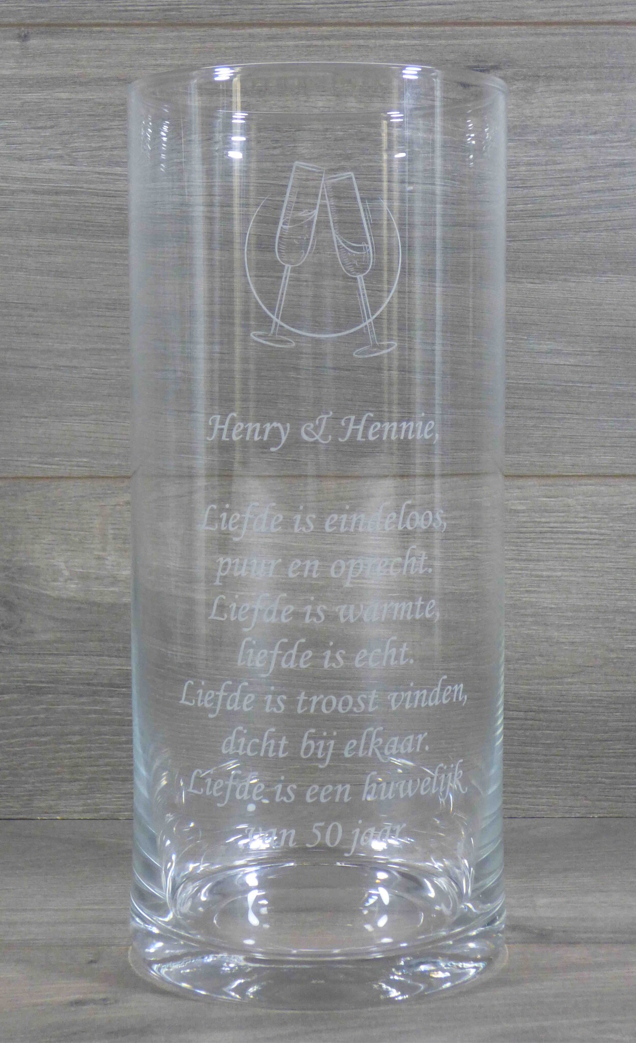 Vaas met tekst en afbeelding 