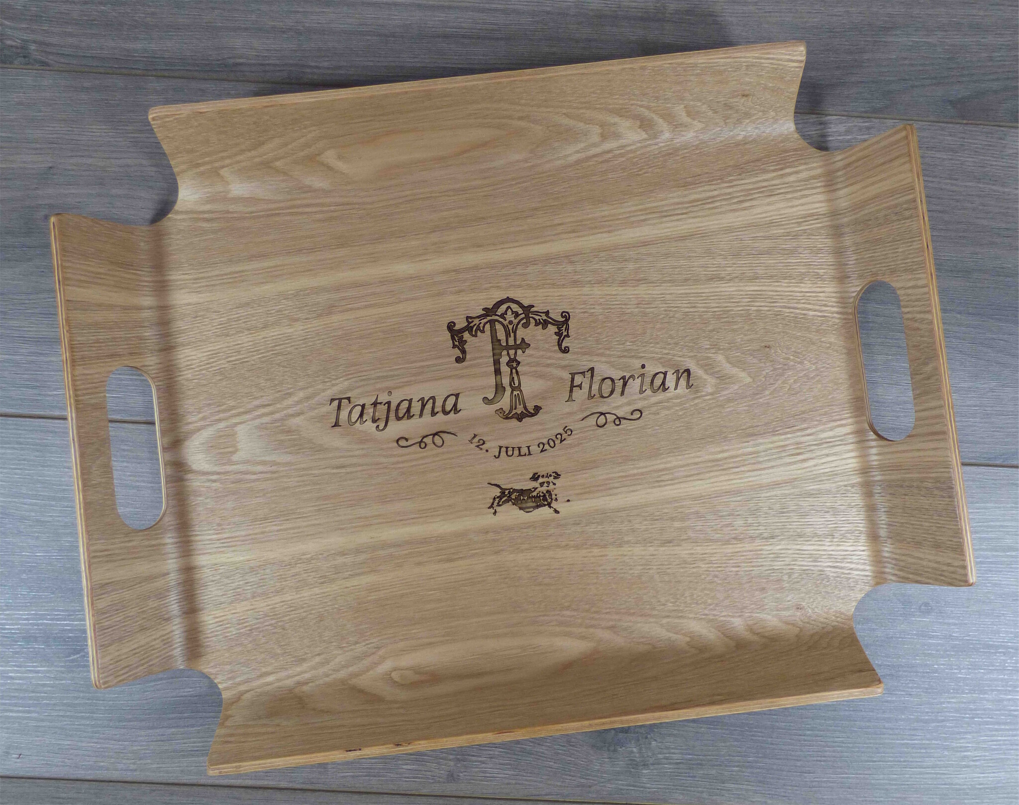 Dienblad met gravure