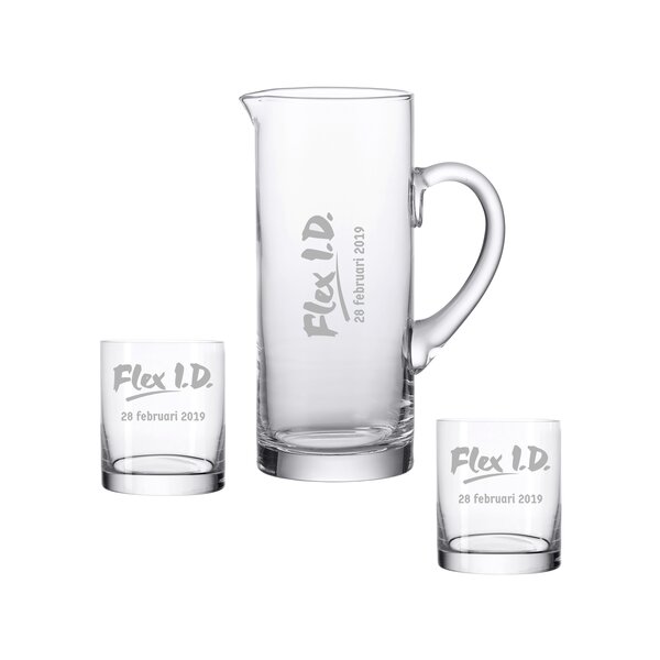 Waterkaraf met 2 tumbler glazen, 1500ml en 2x 310ml