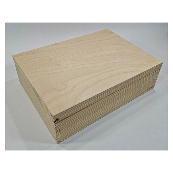 Houten kist met scharnieren, incl. gravure 340x250x100mm