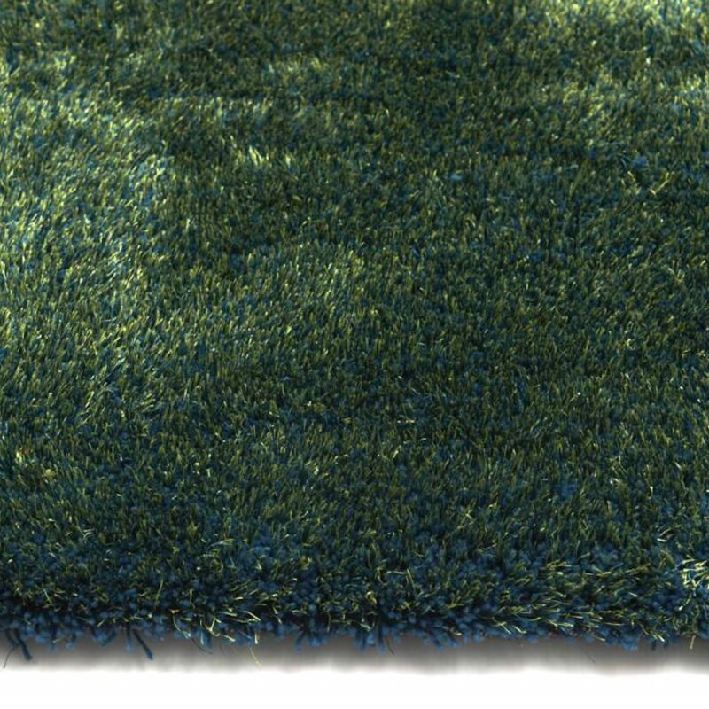 Ross 53 - Rond hoogpolig vloerkleed in blauw/groene kleurensamenstelling