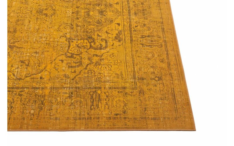 Angkor 54 - Prachtig vintage vloerkleed met oosters dessin in gele kleurstelling