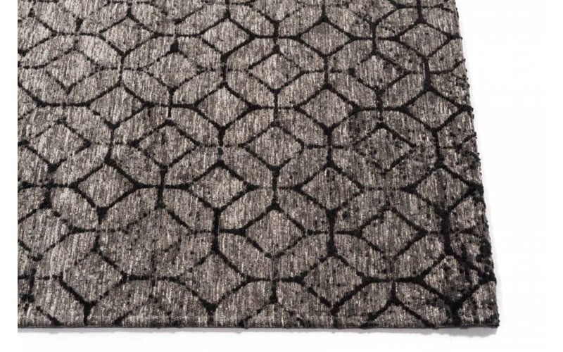 Noma 23 - Uniek geometrisch vloerkleed in steengrijze en zwarte kleursamenstelling