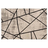 Floorpassion Hailey 25 - Prachtig geometrisch vloerkleed in steengrijze en zwarte kleursamenstelling