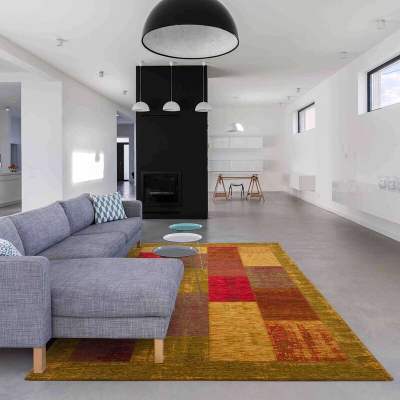 Enzo 98 - Prachtig vintage vloerkleed met Gele, Rode en Oranje garen