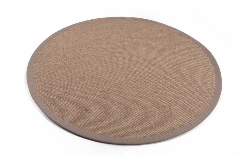 Lago 21 -  Rond  sisal vloerkleed in het zilvergrijs met taupe band